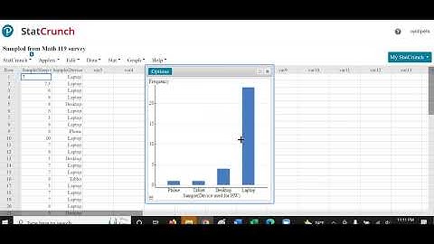 Using Statcrunch to analyze Categorical Data: creating  Frequency Table, Pie and Pareto charts