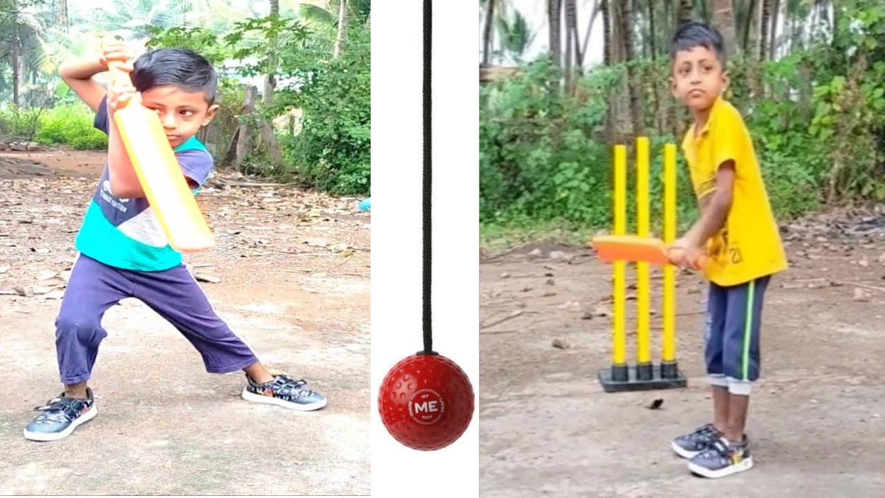 cricket batting practice with rope ball 