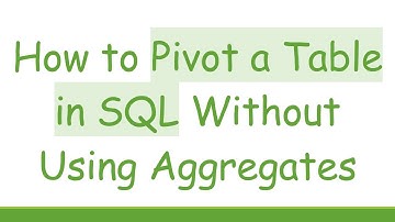 How to Pivot a Table in SQL Without Using Aggregates