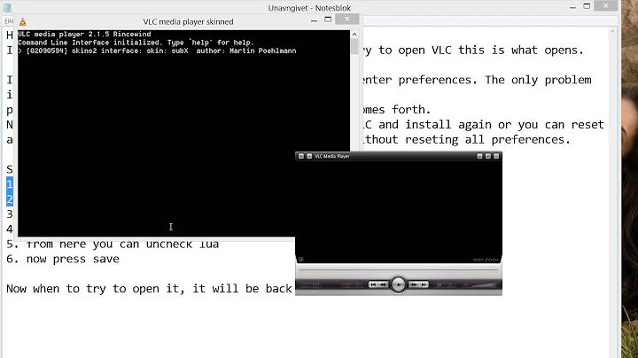 VLC command line disable Windows 8.1