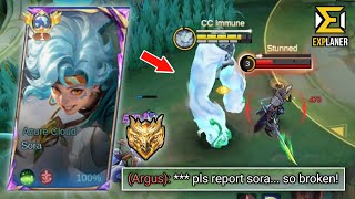 SORA DESTROY ARGUS IN EXP LANE! (mythical glory!👻) SORA BEST BUILD GAMEPLAY -MLBB