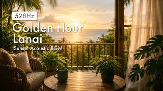 528Hz Golden Hour Lanai | Sunset Acoustic BGM for Work, Coffee & Slow Evenings