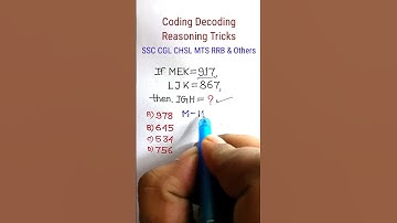 Coding Decoding | Coding Decoding Reasoning Tricks| Reasoning for SSC GD CHSL MTS Defence| #shorts