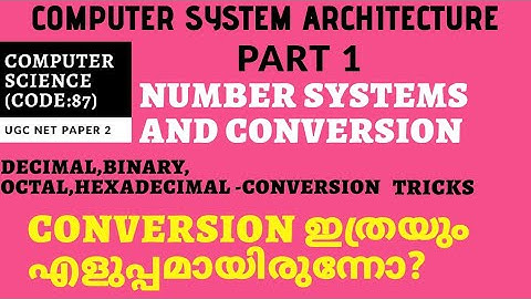Number Systems and Conversion Part1|Binary,Decimal,Octal,Hexadecimal|Computer system architecture|CS