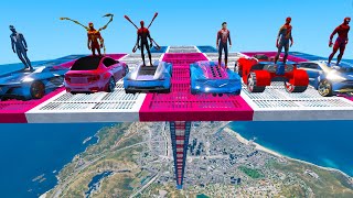 Six Spidermans challenge on ramps who will win? Amazing Spider-Man Tom Holland red Spider-Venom