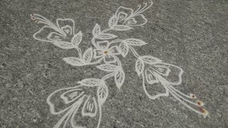 simple flower Kolam 7 to 1 dots #kolam