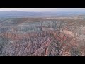 Goreme, Nevsehir, Turkey. Aerial view of Red Valley during sunset with dramatic lighting on uniqu...