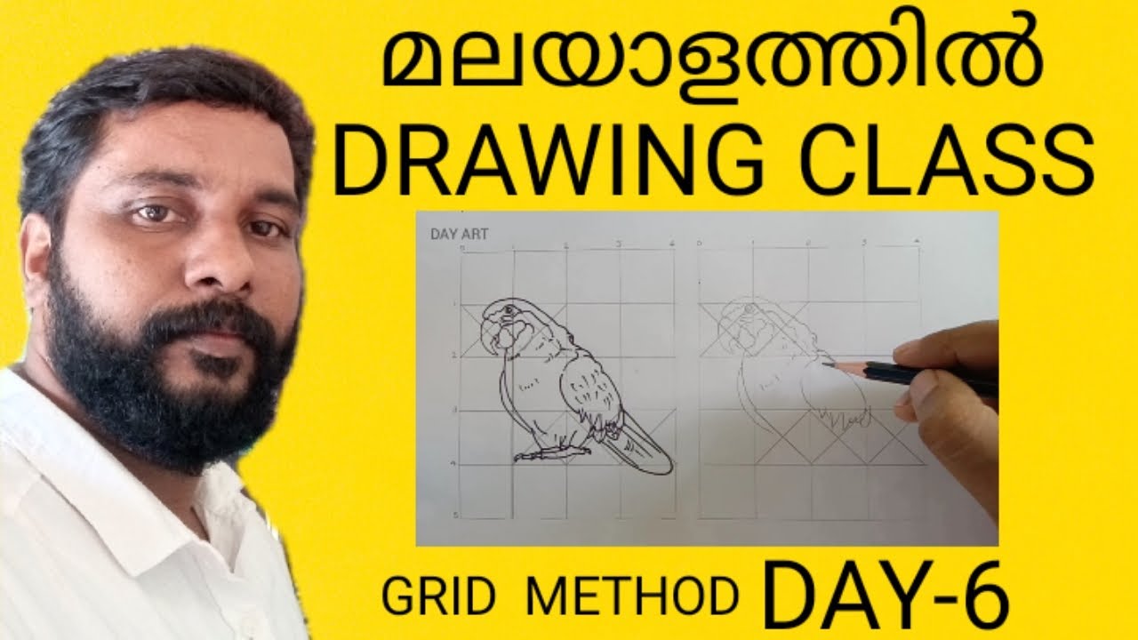 GRID METHOD/DRAWING CLASS DAY6/DRAWING TUTORIAL MALAYALAM YouTube
