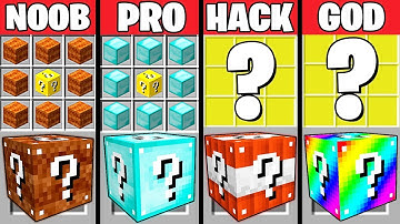 Minecraft Battle: SUPER LUCKY BLOCK CRAFTING CHALLENGE - NOOB vs PRO vs HACKER vs GOD ~ Animation