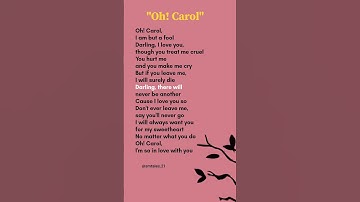 Thumbnail of Oh! Carol lyrics (Verse-1) - Neil Sedaka #lyrics #ohcarol #neilsedaka