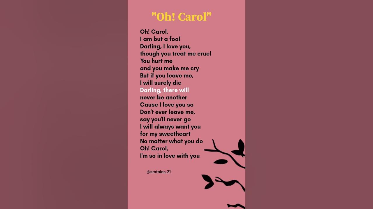Oh! Carol lyrics (Verse-1) - Neil Sedaka #lyrics #ohcarol #neilsedaka