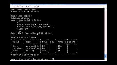 MySQL podstawowe komendy
