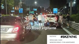 29may2026  #SKZ7474C mercedes c180 change lane cut queue & hit lane splitting motorcyclist