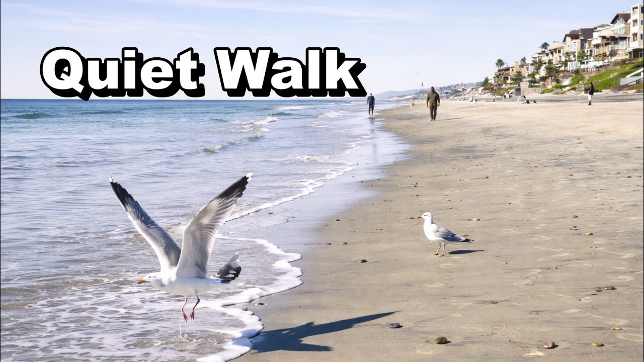 Peaceful Winter Beach Walk | North County San Diego | Ocean Sounds