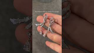 D Color Lab Grown Riddon Knot Drop Earrings