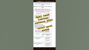 BPSC Head Teacher Vacancy 2024 | BPSC Headmaster Vacancy 2024 | BPSC Headmaster Eligibility 2024