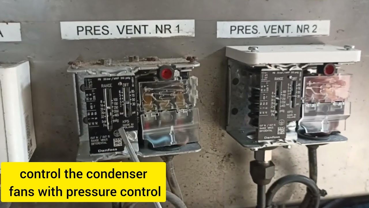 كيفية ضبط وتوصيل مفاتيح الضغط  العالي لتحكم في مروحات الكوندونسر   high pressure control