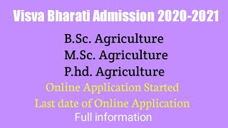 Visva Bharati Admission Application 2020-2021