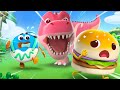 Oh its the dino  donut burger cupcake  yummy foods animation  babybus best cartoon for kids