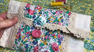 Scrap fabric & vintage linen pouch ideas | stitchery swap | doily hat #slowstitching #scrapfabric