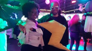 DIY couples costume: Lightning bolt and struck by lighting