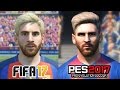 FIFA 17 vs PES 2017 BARCELONA FACE COMPARISON (Messi, Neymar, Suarez)