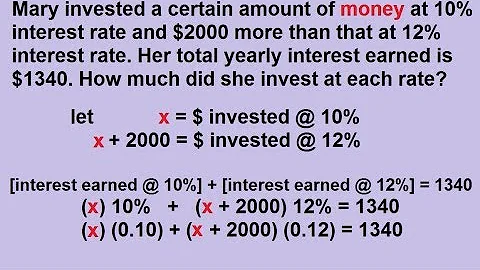 Algebra - Word Problems - Investment Part 1/3
