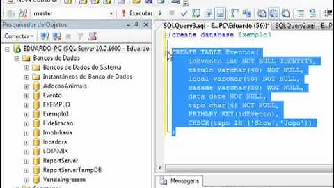Demonstração do CREATE, INSERT, UPDATE, DELETE, DROP em sql