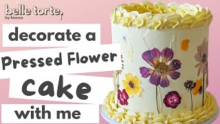 Decorate a PRESSED FLOWER cake with me!