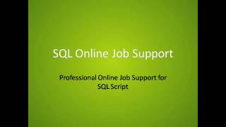 SQL Online Job Support