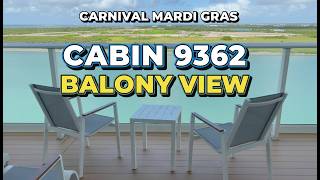 Carnival Mardi Gras Cabin 9362 Tour with Extended Balcony View!
