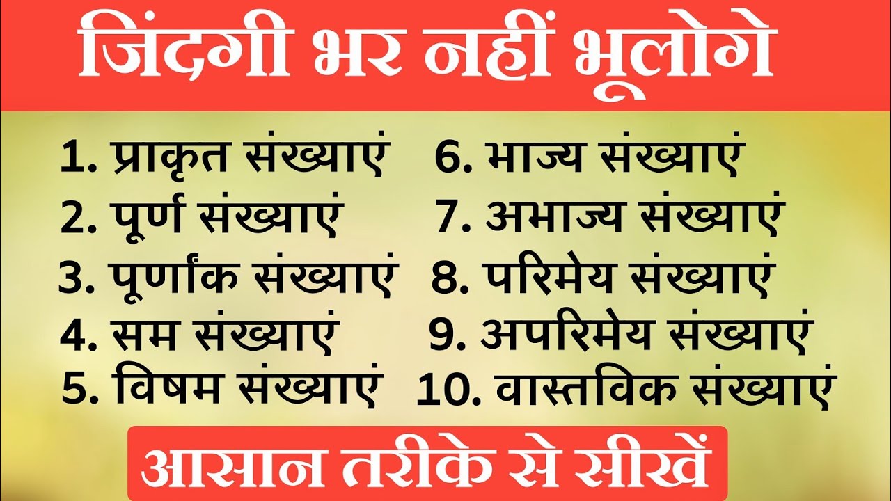 सभी प्रकार की संख्याओं को पहचानें || संख्या पद्धति || identify all types of numbers | number system