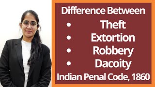 Difference between Theft, Robbery, Extortion and Dacoity | Indian Penal Code (IPC)