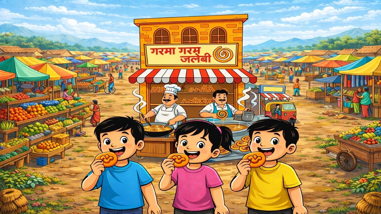 लालची जलेबी वाला। moral stories। village story।  stories। kahani। cartoons। Indian stories। village