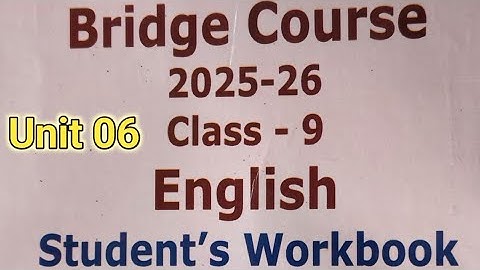 Bridge Course Class 9th English Unit 6 । Bridge course english । Bridge course