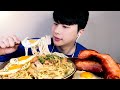 SUB)통베이컨 크림파스타 까르보나라 리얼사운드 먹방ASMR🍳🥓HUGE BAKON & CARBONARA MUKBANG クリームパスタ Cream Pasta kem ครีมพาสต