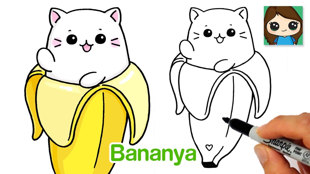 How to Draw a Cute Cat in a Banana ????Bananya - YouTube