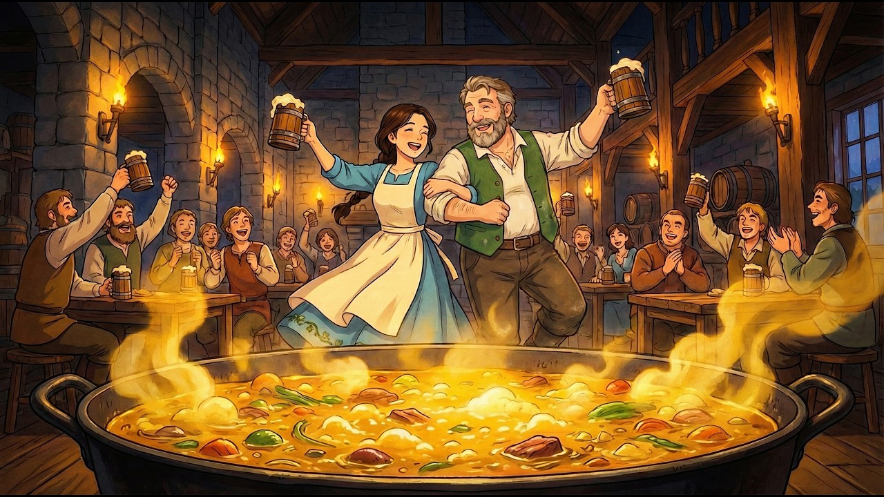 Inn Kitchen at Dusk: Medieval Stew & Mead 🍺 | Cooking ASMR | Ghibli Style Video