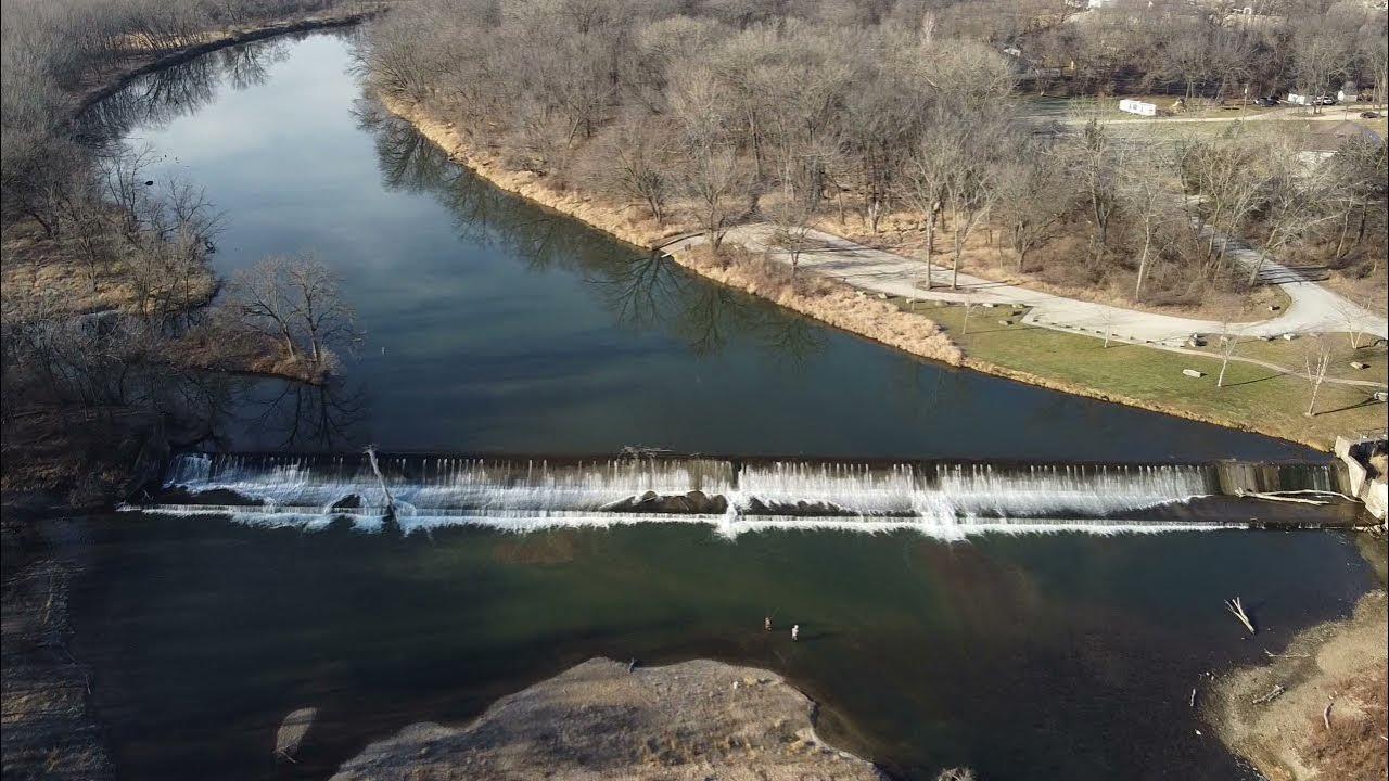 Maquoketa River Spillway Monticello Iowa Arial views YouTube