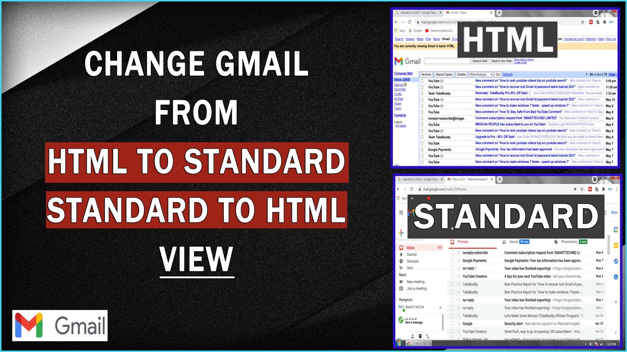 How To Change Gmail From Standard To HTML HTML To Standard View 