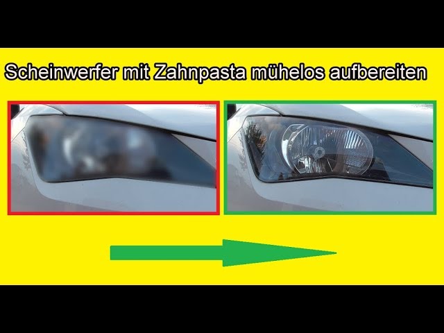 Scheinwerfer vom Auto mit Zahnpasta reinigen – Matte zerkratzte