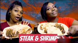 Steak and shrimp mukbang -