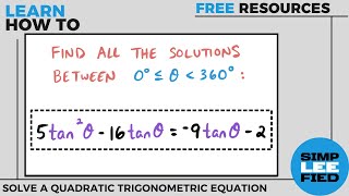 How to Solve a Quadratic Trig Equation Free Blank Answer Key PDF