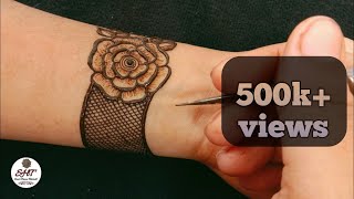 Easy Rose/Gulab mehndi design || rose & net henna design || easy front hand mehndi design