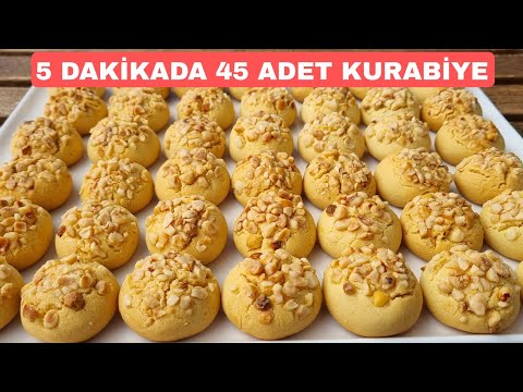 5 MALZEMEYLE 5 DAKİKADA 45 ADET KURABİYE 😍 KIYIR KIYIR PRATİK TARİF 👌