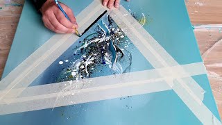 NEW Abstract Acrylic Painting Demo  Shadow Triangle  How to paint easy