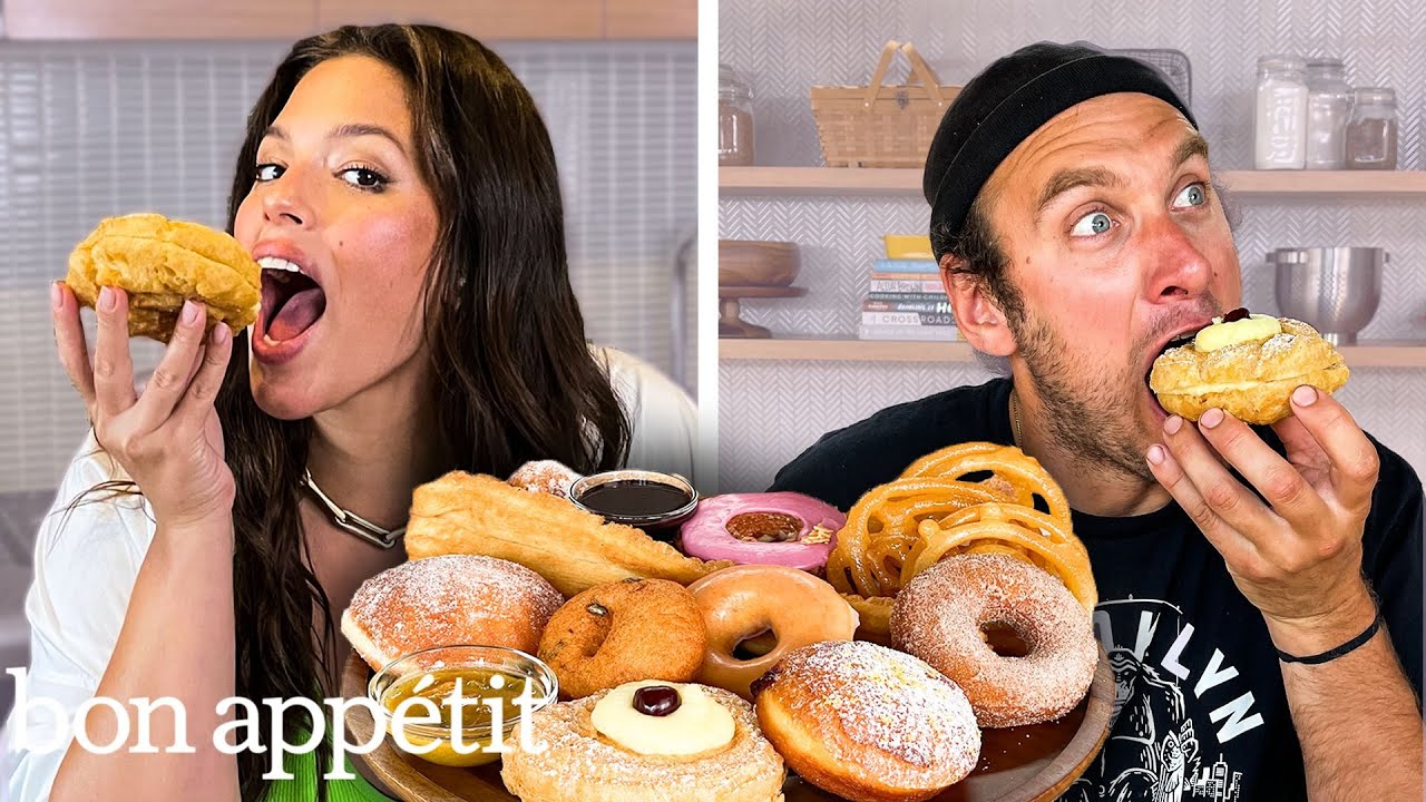 Ashley Graham & Brad Try 11 Kinds Of Doughnuts   Taste Testers   Bon Apptit