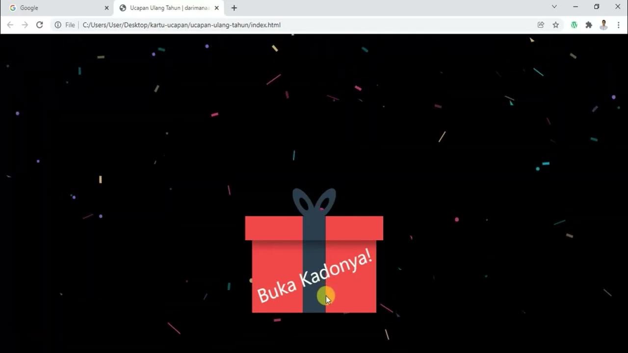 Ucapan selamat ulang tahun happy birthday menggunakan html css js