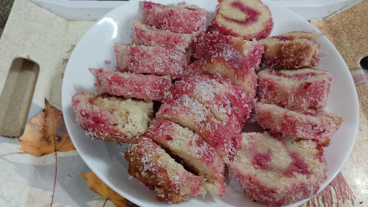No Egg No Oven No Cream Eggless Vanilla Strawberry crush Swiss Roll
