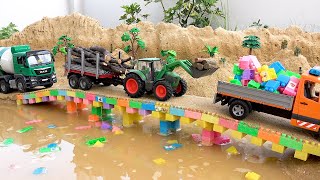 Bridge Construction Vehicles On The Water | Police Car Crane Truck Toy Stories | BIBO STUDIO